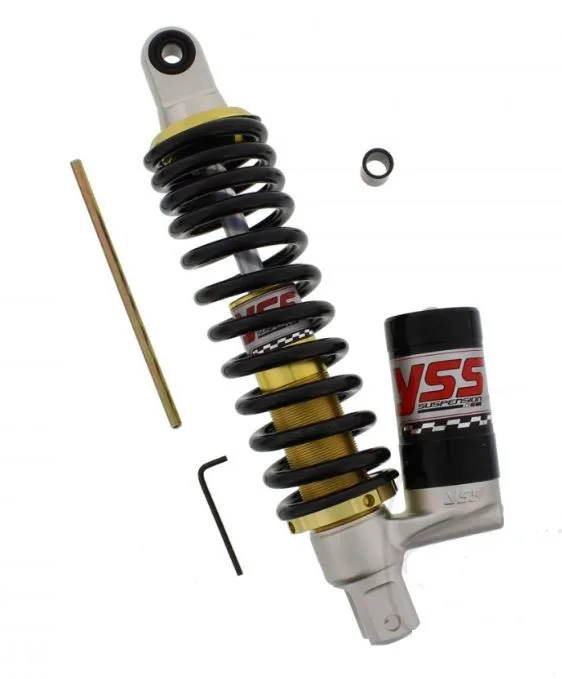 YSS Federbein Stoßdämpfer Mono OK302-300T-01AL-X mit ABE für KEEWAY Matrix 125, People 50, PEUGOT V-Clic 50, SACHS 49er 50 4T