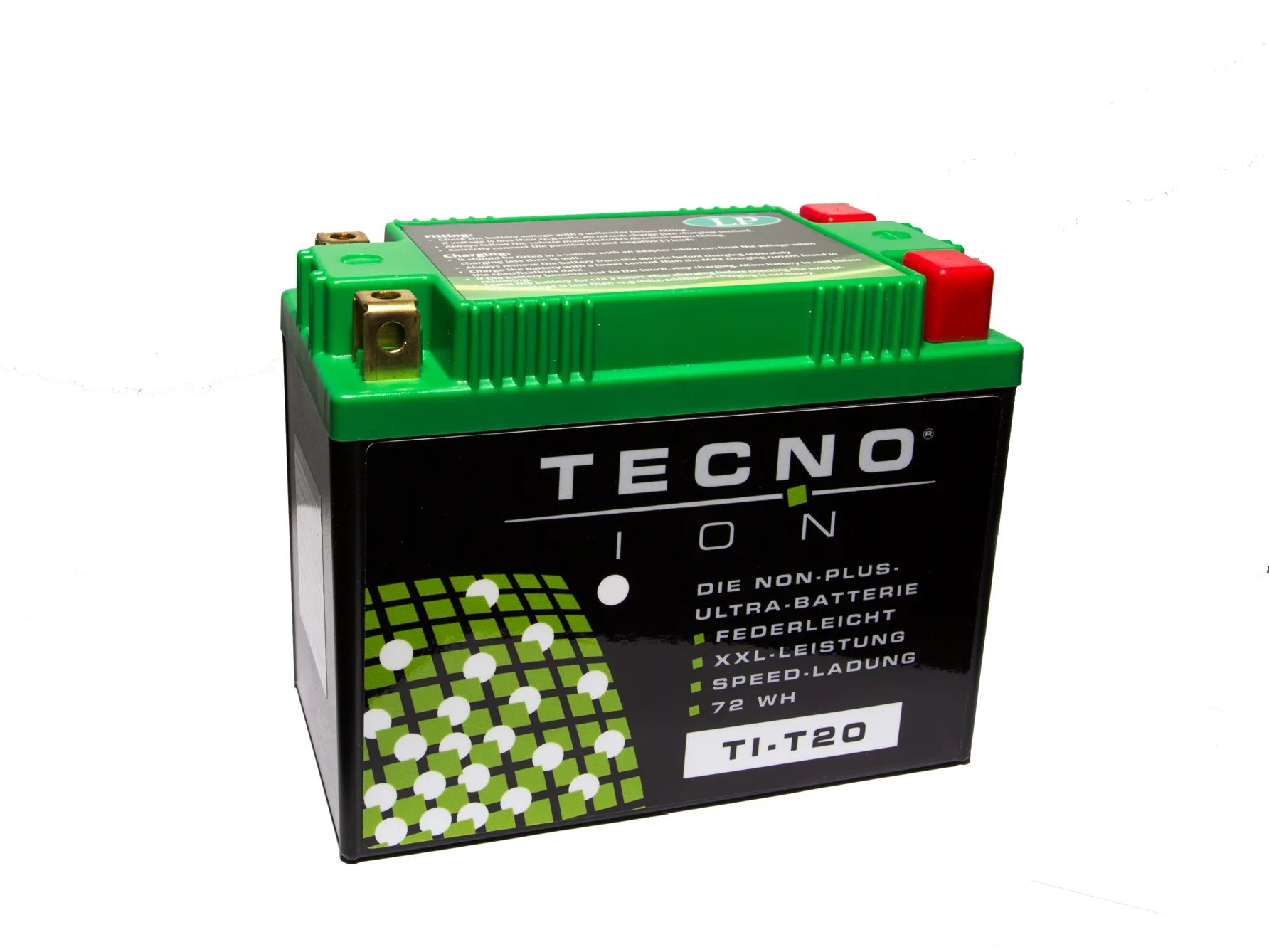 TECNO-ION Lithium-Ion Motorradbatterie TI T20 Quadpol – 12 V, 72 Wh, 330 CCA!