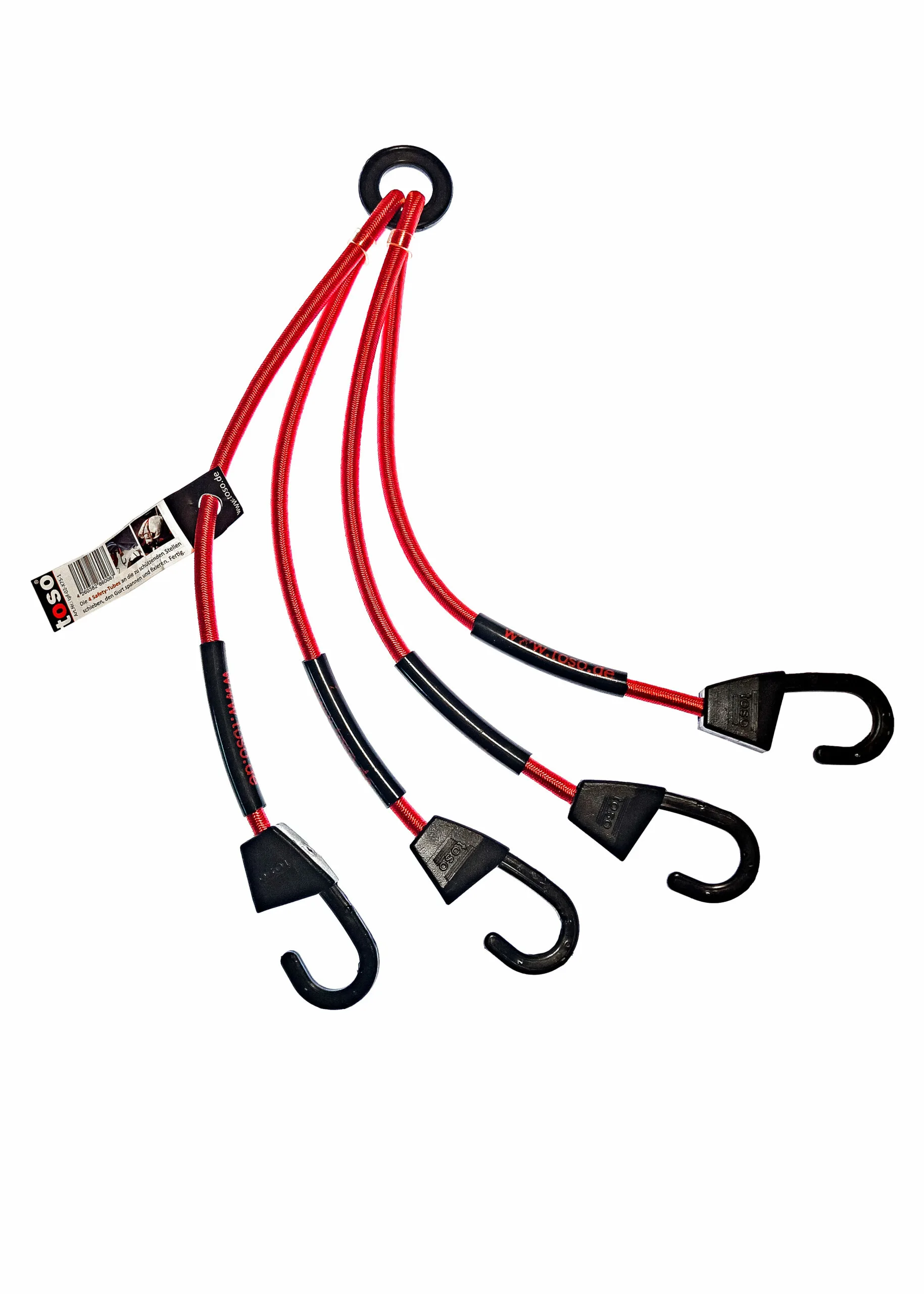 TOSO 4-FACH KREUZ-SPANNGURT MIT FESTEN Stahl-SPEZIALHAKEN - LÄNGE 75 CM